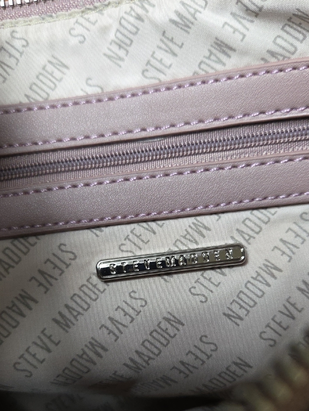 STEVE MADDEN NWT Mauve Clutch Purse Wristlet Bmalina Stitched With Gold Hardware - Picture 7 of 13